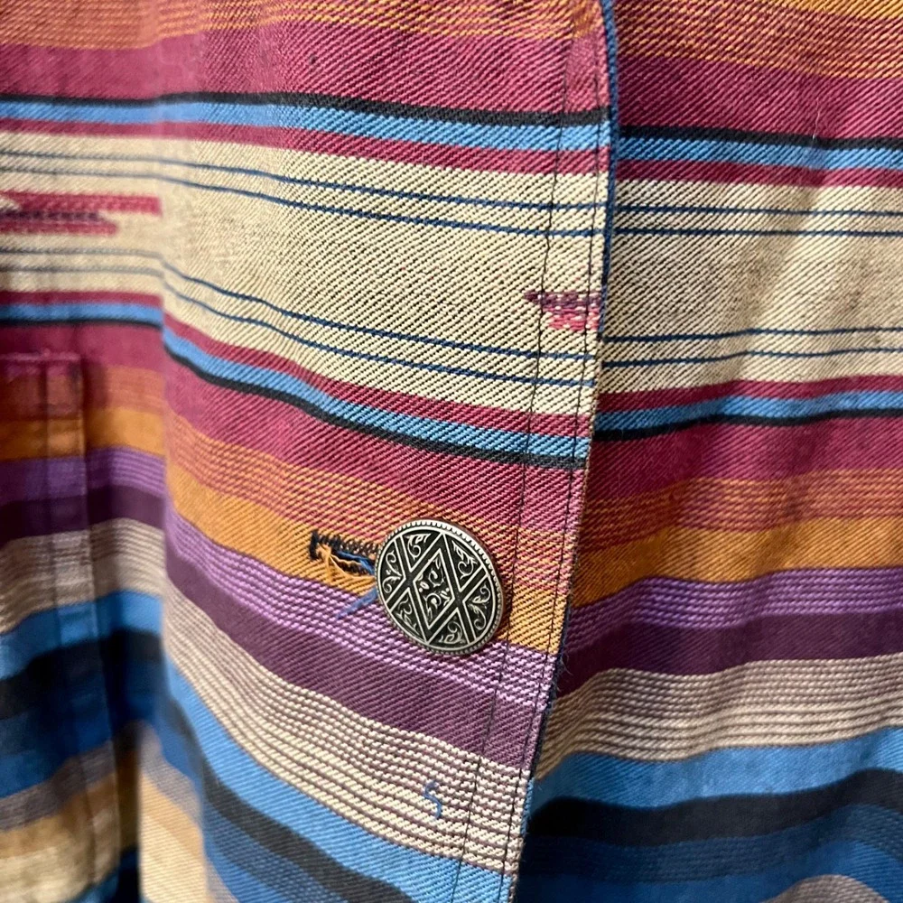 Coldwater Creek Vintage Southwestern Stripe Cotton Blazer Jacket XL Made in USA